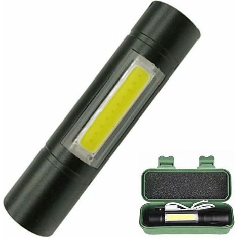 Lampe plate COB avec lumière latérale (câble de données noir + USB) lampe de poche pour l'outil externe mini lampe de poche (1/5)