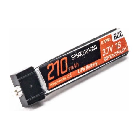 3.7V 210mAh 1S 50C LiPo Battery: JST PH 1.25 (Ultra Micro) Connector