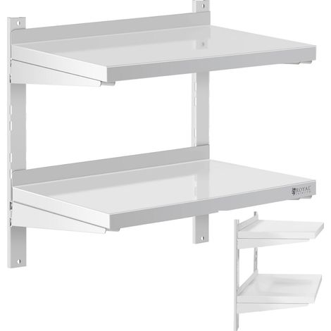 Doppio ripiano regolabile da parete per ristorazione ACCIAIO 60 x 40 cm (1/4)