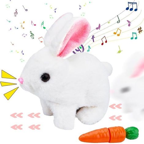 Lapin interactif,Lapin rebondissant, jouet interactif lapin avec des sons et des mouvements de marche animée,oreilles de (1/5)
