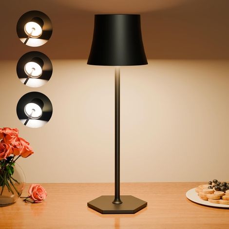 [Classe énergétique A] Lampe de table LED rechargeable sans fil, commande tactile. Batterie 5000mAh, chargement USB, étanchéité IP54, peut être placée sur des bureaux, des tables de chevet (1/5)