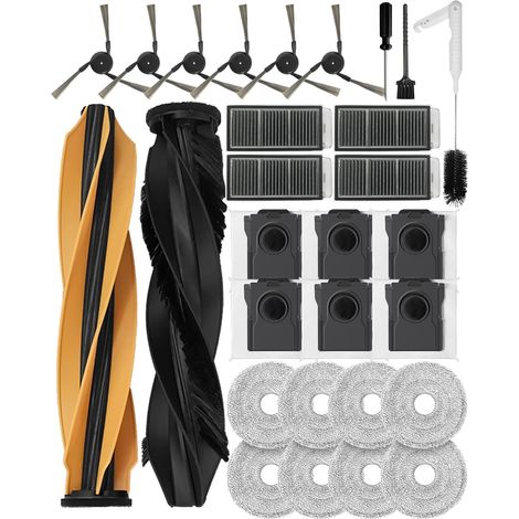 29 Pezzi Accessori per Dreame X50 Ultra Complete/L50 Pro Ultra/L50 Ultra/X50 Master/L40s Pro Ultra/Mova V50 Ultra Complete, 2 Spazzole Principali, 6 Spazzole Laterali, 6 Sacchetti per Polvere