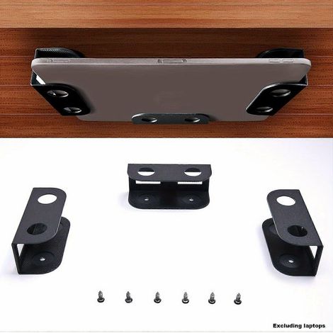 Support de tablette à fixer sous le bureau, fixation invisible en métal avec 4 pastilles adhésives pour console de jeux et téléviseur, organiseur de tiroir de bureau pour le rangement à domicile (1/5)