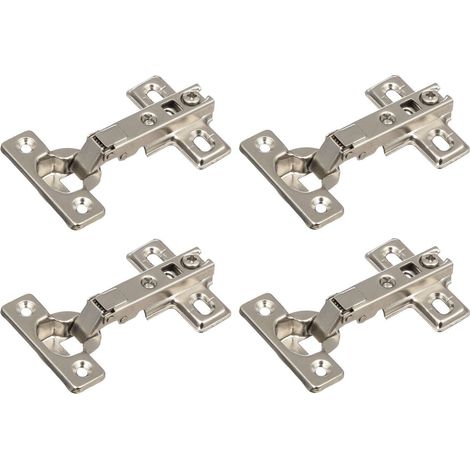 4x Mini charnière invisible angle d'ouverture 95° avec embase H0 pour pose en applique sans amortissement Placard Cuisine Salle de bain Fixation Complète Ouverture Fermeture Plaque Réglable Ajustable (1/3)