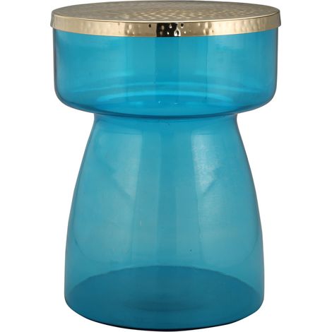 Tavolino da salotto Roman 100 in vetro soffiato blu e oro (1/3)