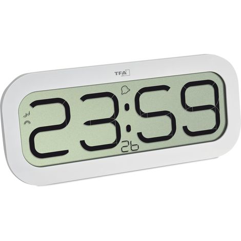 Horloge Murale Digitale avec Sonnerie des Heures Bim Bam, 60.4514.02, Horloge Radio-pilotée avec 5 sonneries différentes (Big Ben, Oiseau, Coucou, Cloches, Bol Chantant), Blanc (1/5)