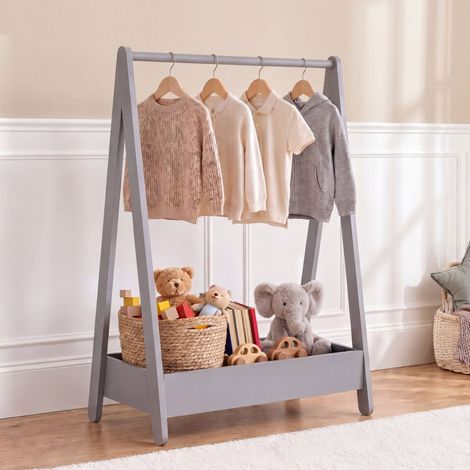 Kids Clothes Rack for Children’s Garment Rail Storage Stand, Grey