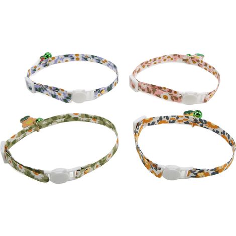 Lot de 4 colliers de sécurité pour chats, motif tournesol, réglables et imprimés, avec clochette, pour chats, chiens et petits animaux de compagnie. (1/5)