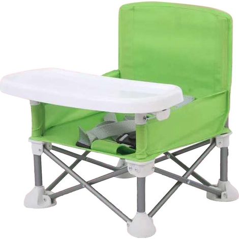 Chaise haute pliable, compacte et portable pour tout-petits, rehausseur pour bébés/enfants, idéale pour la table à manger et le camping (vert). (1/5)