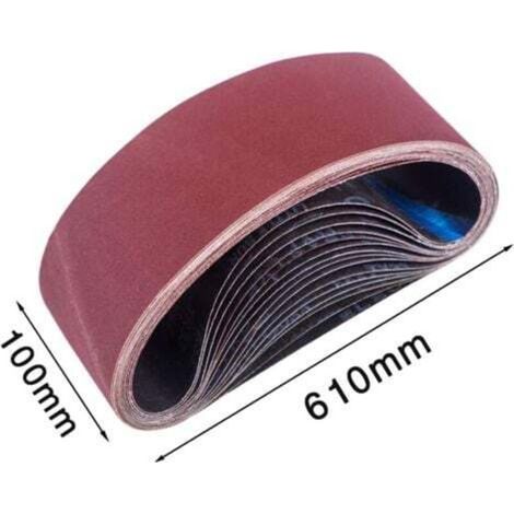 Bande Abrasive 100 x 610 mm(15 pièces), Bandes Abrasives Mixte (3x grains 80/120/150/240/400) pour Ponceuses à Bande,bande abrasive de ponceuse (1/4)