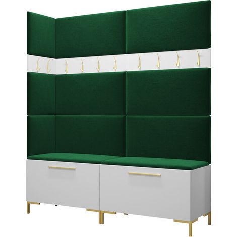 Conjunto para recibidor Nomal V, Blanco, 196x168x46cm, Aglomerado laminado, Tapiz, Montada en la pared, Colocada