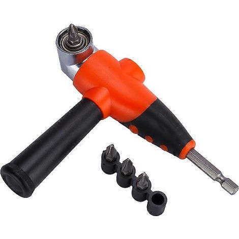 Tournevis coudé à 105°, clé hexagonale 1/4", forets, poignée magnétique, embouts de vissage réglables pour outils électriques (1/5)