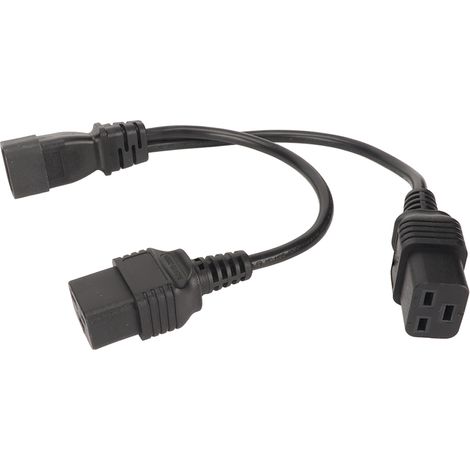Câble d'alimentation répartiteur en Y IEC320 C14 vers double C19, 10 A, 250 V, 32 cm (12,6 po) (1/5)