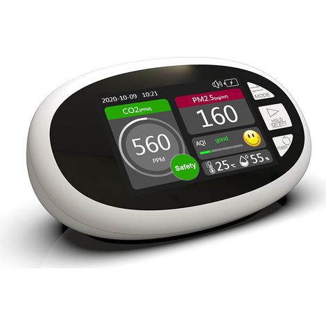 Raumluftqualitätsmonitor, Kohlendioxid-Überwachungssensor, PM2,5/10/1,0 Heimluftqualitätstester, Kohlendioxid-Detektor, Echtzeit-LCD-Monitor