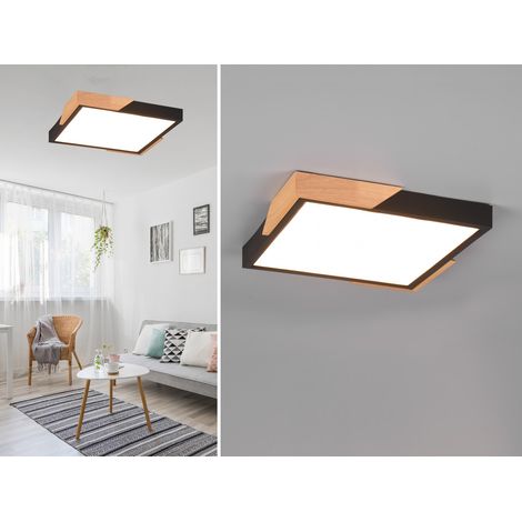 Trio LED Deckenleuchte Meta 32 x 31,5 cm warmweiß naturholz dimmbar (1/5)