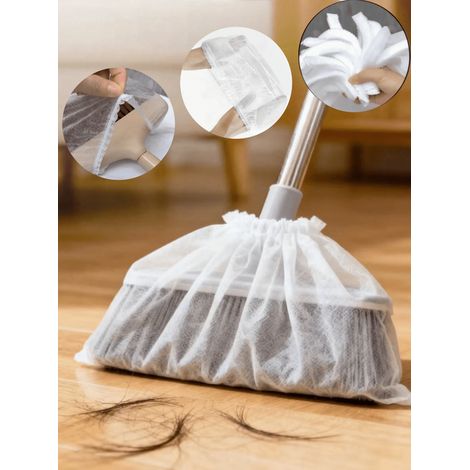Lot de 100 housses de balai jetables multifonctionnelles en tissu à adsorption électrostatique : élimine les poils et la poussière, outil de ménage indispensable, facile à utiliser