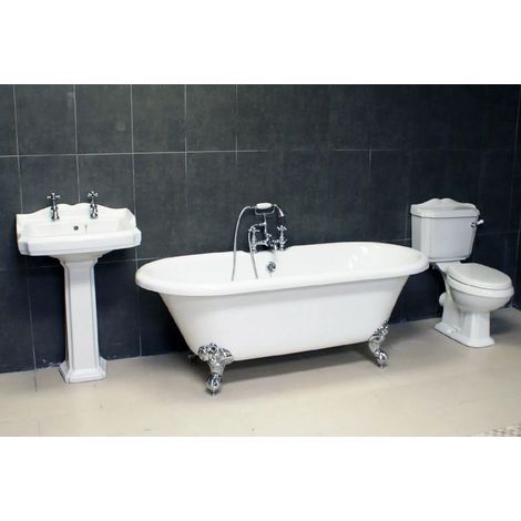 Traditional Bathroom Suite With Freestanding Roll Top Bath Inc Ball & Claw Feet (1/5)
