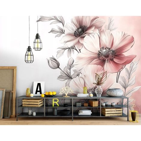 Vlies Fototapete Blumen 250x175 cm, Tapeten, für Wohn und Schlafzimmer, Vliestapete Wandtapete Tapete 3D Effekt- inkl. Kleister - rosa Natur Blume, WallArena (1/4)