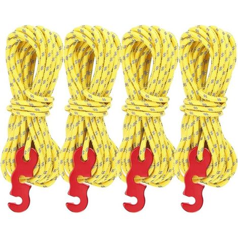 Reflektierende Schnur – 4 m x 3 mm – Sicherheitsschnur für Zelte und Markisen – mit Aluminium-Spannern – 4er-Pack (1/5)