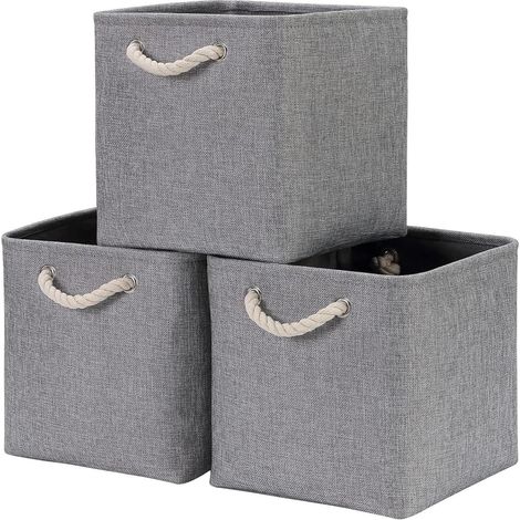 Aufbewahrungsbox Stoff 33x38x33 cm Grau Schrank Regal 3 Pack Grau (1/5)