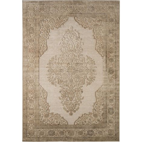 Tapis viscose style classique finition artisanale tons clairs - Tons clairs beige naturel (1/5)