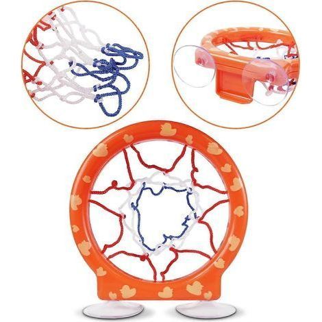Panier de basket-ball et 5 ballons pour le bain, jouet de bain pour tout-petits avec ventouse puissante. (1/4)