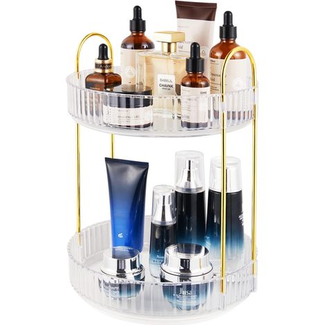 Étagère de rangement cosmétique rotative à 360°, étagère rotative pour salle de bain, étagère de rangement cosmétique grande capacité (1/5)