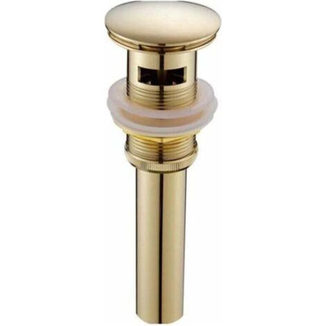 Bonde de lavabo moderne et rétro, bonde clic-clac avec trop-plein, bonde universelle en laiton doré, siphon de lavabo avec orifice de trop-plein, finition polie - avec trop-plein (1/4)