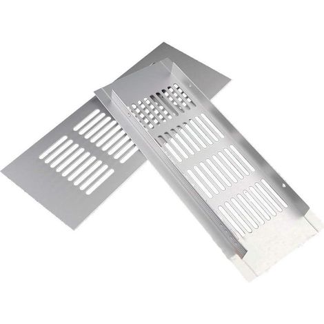 Rechteckiges Lüftungsgitter, Lüftungsgitter, rechteckiges Lüftungsgitter, rechteckiges Lüftungsgitter für optimale Belüftung 80 × 200 mm 2 Stück (silber)