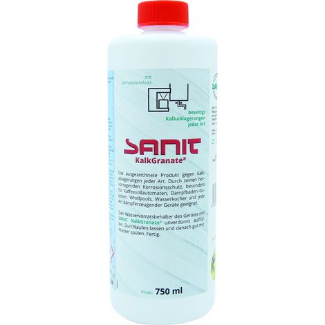 Sanit KalkGranate Entkalker gegen Kalkablagerungen mit Korrosionsschutz, 750 ml Flasche