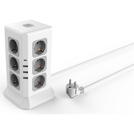Câble 2m - Prise européenne verticale - 3 USB-A + 1 USB-C (1/5)