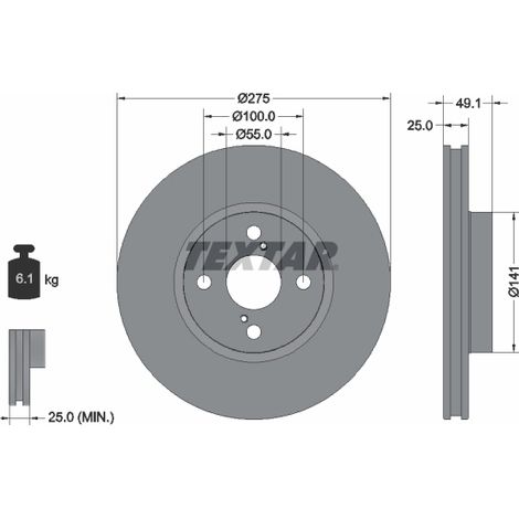 Lot de 2 Disques de frein Textar 92126003 TOYOTA 4351202080 4351202081