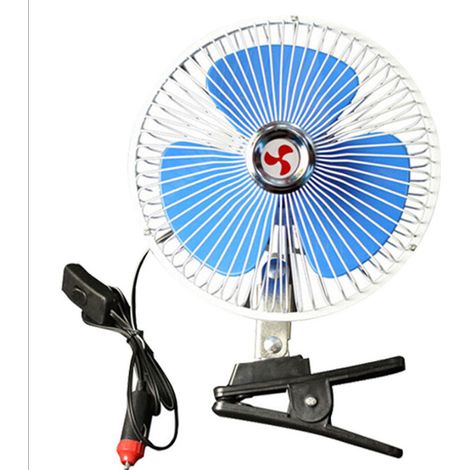 Ventilateur de voiture 24 V 8 pouces con pince, rotazione a 180°, silenzioso, con interruttore e presa di luce per sigaretta. (1/5)