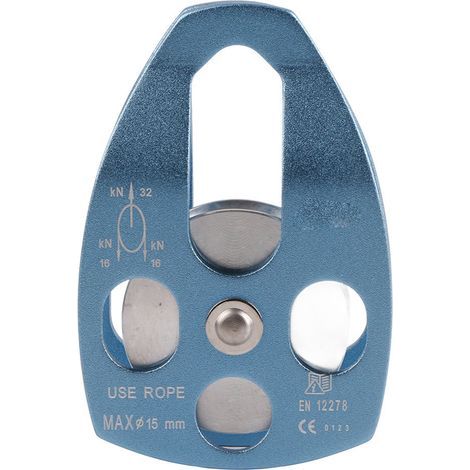 32 kN Rettungsrolle für Klettertouren im Freien, Einzelrolle mit Drehteller (blau) (1/5)