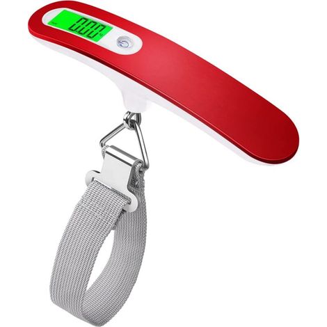 Electronic Luggage Scale Portable Digital Electronic Luggage Scale, Max 50Kg/110Lb (LB,g,Oz,kg) Electronic Scale with Backlight/Tare Function for Travel (Red) (1/5)