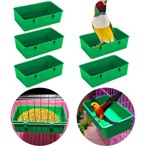 Ensemble amélioré de 5 plateaux porte-gobelets pour cage à oiseaux, accessoires pour cage de perroquet, calopsitte et perruche ondulée (1/5)