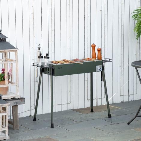 Barbecue a carbone con 2 griglie portatili, gambe rimovibili, 2 cestelli laterali, 94L x 39W x 70H cm