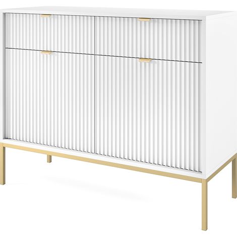 Kommode 104cm breit, weiß, Fußgestell goldfarben NEWCASTLE-160 (1/5)