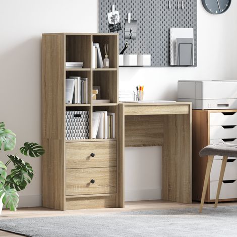 Schreibtisch mit Schubladen mit Regal 2 pcs Sonoma-Eiche