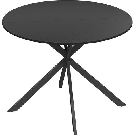 Tavolo da pranzo rotondo nero in stile industriale con gambe in acciaio, Ø 100 cm (1/4)