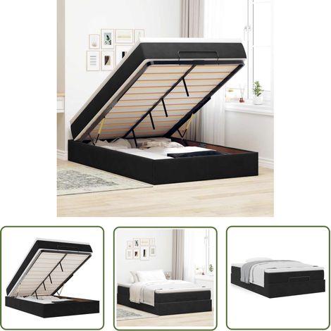 vidaXL Ottoman-Bett mit Matratze Schwarz 120x200 cm Samt (1/5)