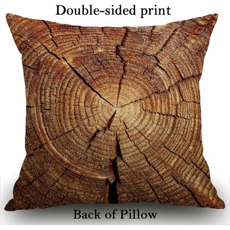 Housse de coussin personnalisée en lin avec motif grain de bois pour meubles d'extérieur, housse de coussin carrée imprimée double face pour maison, bureau, canapé, voiture, jardin 45 x 45 cm (1/5)