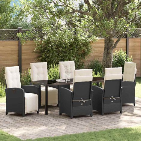 Conjunto de Comedor de Jardín 7 pcs Negro ratán sintético vidaXL (1/5)