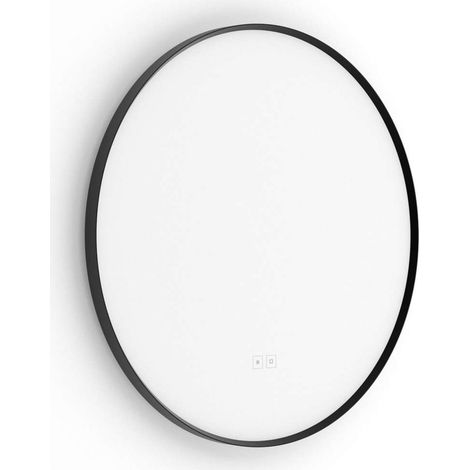 Nimco - Specchio con illuminazione LED, diametro 60 cm, due sensori touch, nero ZPC 61000RVX-90 (1/5)