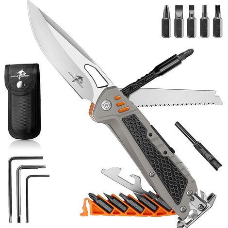 13-in-1 Multitool Klappmesser mit magnetischen Bits und Tasche