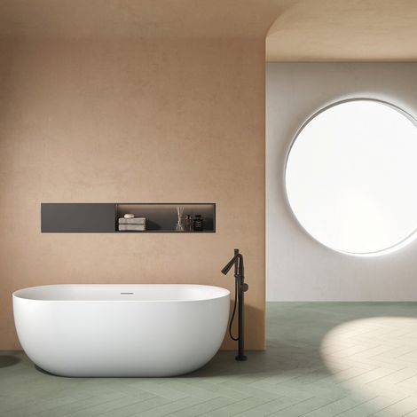Vasca da bagno centro stanza 160 cm acrilico bianco opaco KD1500 Kamalu