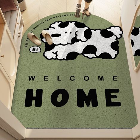 Cercle à broder en soie Vache et Chien - Version verticale 40 x 60 cm Tapis de sol bouclé résistant et durable à l'usure, à motifs d'animaux de dessin animé, découpable, grattant la boue et enlevant l (1/4)