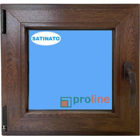 Finestra in PVC L500 mm x H500 mm  Noce, Oscillo-battente apertura a sinistra vetro satinato (1/5)
