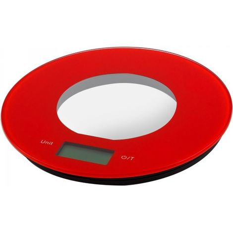 Balanza cocina electrónica redonda 5kg roja küken (1/3)