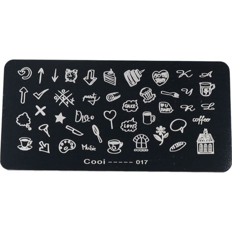 Plaque de stamping rectangulaire en acier inoxydable pour ongles, motif DIY manucure 17 - outil de transfert d'image. (1/5)